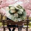 1PC Butterfly White Flowers Automatic Open/Close Umbrella with Windproof, 8-Rib Sturdy Canopy, Durable Ribs, Fashionable Design,1264