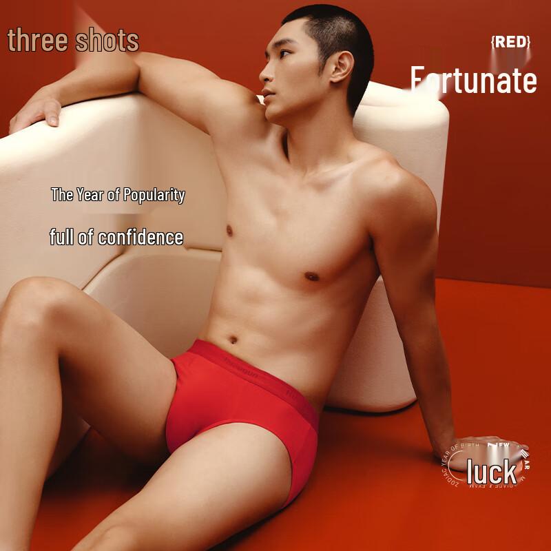 Sanquan Men's 3-Pack High-Count Modal Red Briefs Gift Set