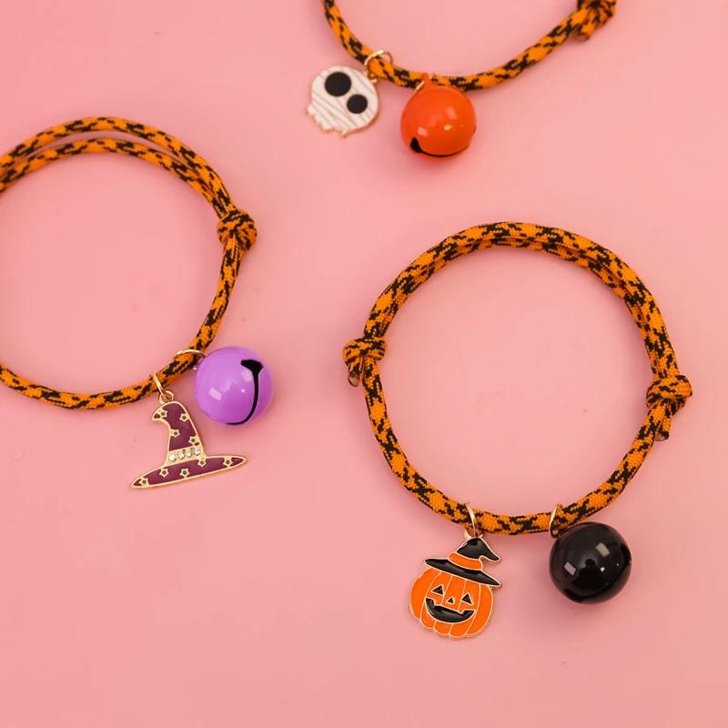 Halloween Pet Collars, Hand Woven Pumpkin Ornaments, Dog and Cat Collars