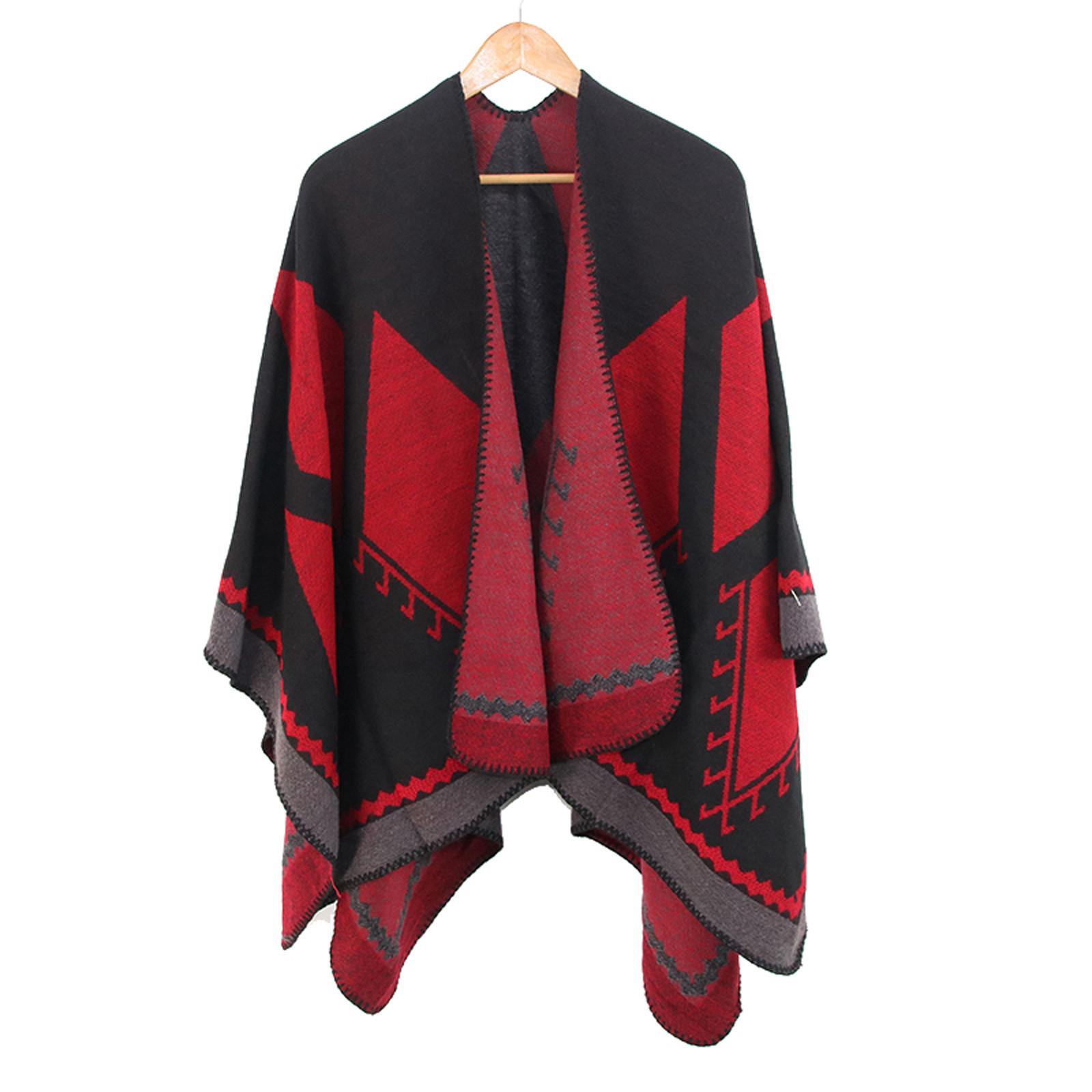 

Women Winter Warm Oversized Printing Blanket Cape Wraps Shawl Cardigans 130x150cm чорний