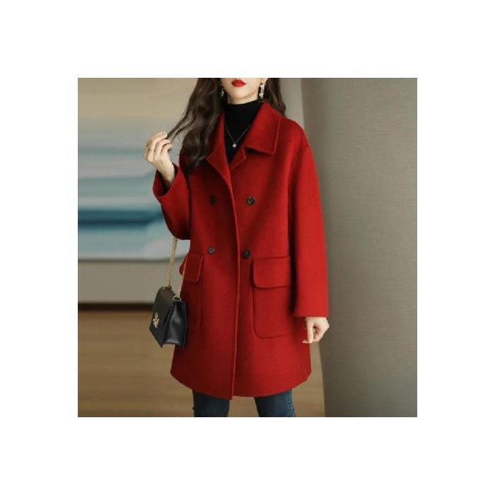Plus Size Women s Mid-Length Cotton-Padded Woolen Coat - Popular Autumn/Winter Style M