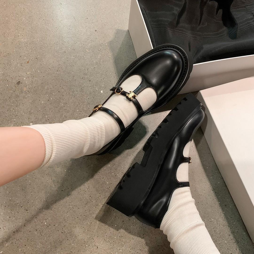 

[Shei Su Yinyin] Morgan daughter~ Arc de Triomphe buckle with muffin thick sole Mary Jane small leather shoes women s single shoes 40