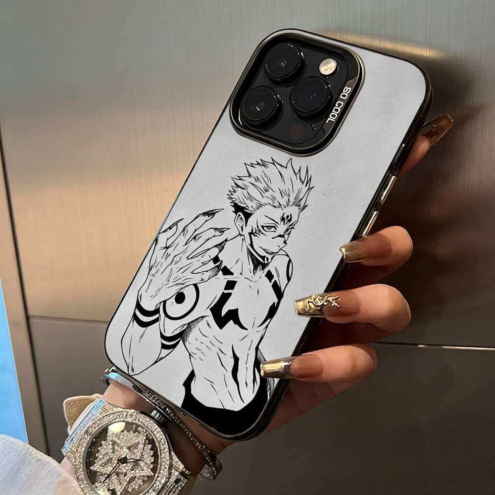 

Popular-Anime--Jujutsu -Kaisen Phone Case For iPhone 17,16,15,14,13,12,11 Plus Pro Max Colored Silver Phone Case iPhone12ProMax