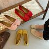 French flat bottom shallow mouth single shoes women's shoes summer 2025 new bow ladyshoes square head red boat shoes