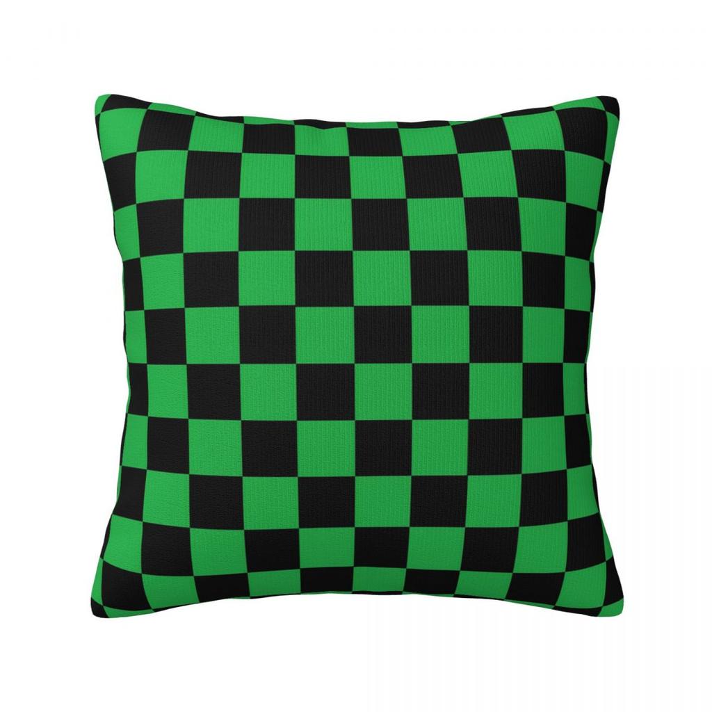 Black and White Retro Square Pillowcase Checkerboard Decorative  Sofa Zipper Spring Cover