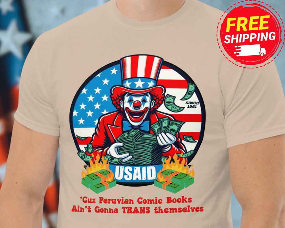 NEW Funny USAID Shirt DOGE Shirt Trump Anti Fraud Waste Shirt Conservative Shirt Unisex T-Shirt XL