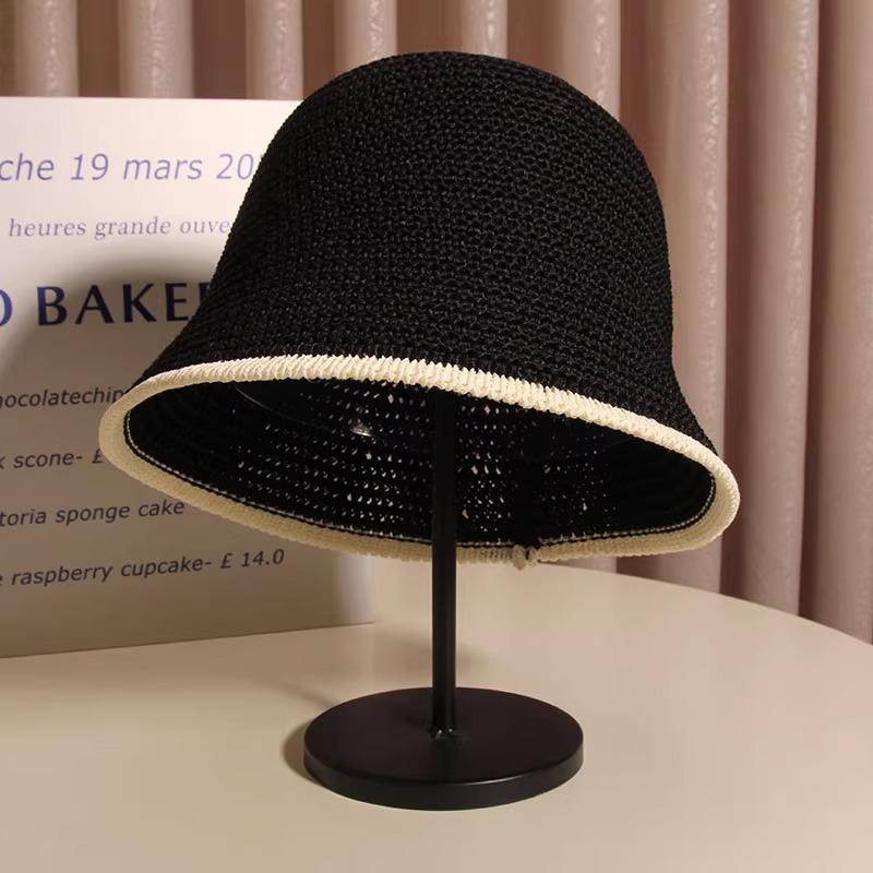 Basin hat foldable simple bucket straw hat woven sunshade small brim breathable sunscreen bucket hat