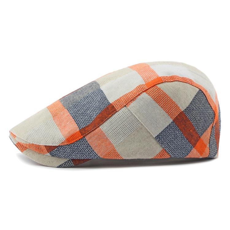 Men Women's Beret Plaid Cap Vintage Paintwork Hat