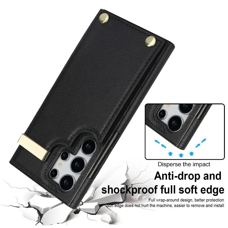 Hülle aus Leder mit Kartenfach für Samsung Galaxy S21 S23 FE S25 S24 S22 Ultra Plus A15 A54 A35 A55 A36 A56 A26 Brieftaschenhülle