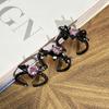 Dark Wings Pink Diamond Love Bow Trendy Cool Personality Ring Neutral Style Punk Hottie Fashion Niche Ring