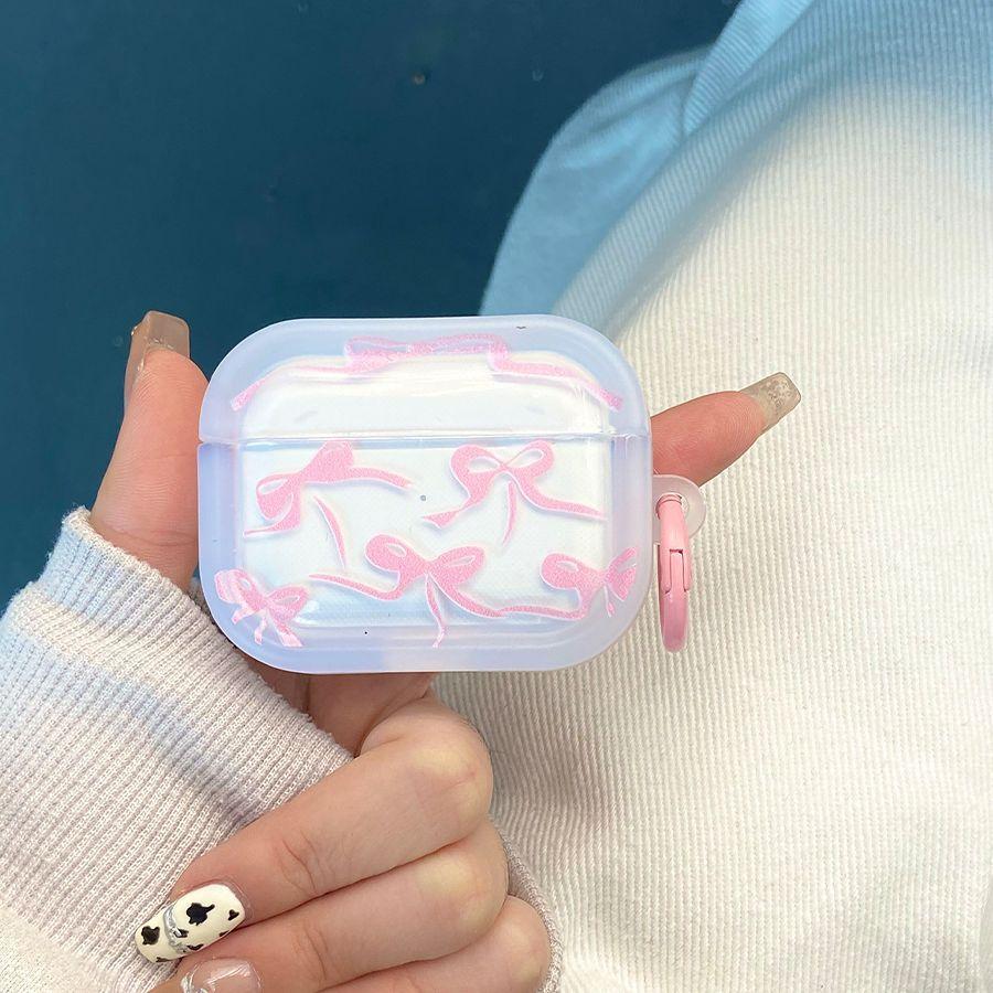 Simple bow transparent earphone protective case Apple Bluetooth earphone case is suitable for 1st generation/1st generation soft case