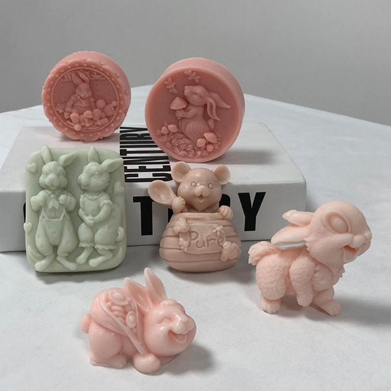 Non-stick Rabbit Candle Silicone Mold for Candle Making DIY Handmade Soap Mould Chocolate Cake Decorating Tool Crafts