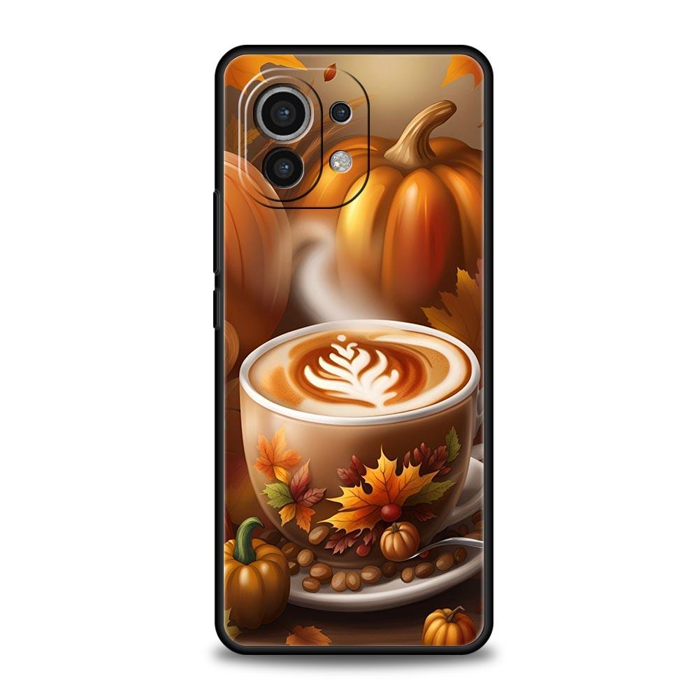 Pumpkin Autumn Leaves Coffee Phone Case Cover for Xiaomi Mi 17 Pro Max 15 14 13 12 11 Ultra 15T 14T 13T 12T Pro Lite Soft TPU