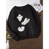 Girls' Stylish Round-Neck Sweatshirt, Casual Print Top
