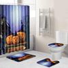 Halloween Shower Curtain Floor Mat Combination Four-Piece Set Bathroom Toilet Carpet Shower Room Foot Door Mat