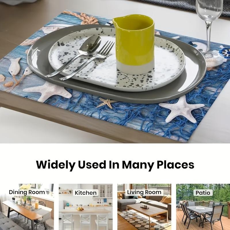 1pc Vibrant Summer Nautical-Themed Starfish Shell Net Design Placemats, Perfect for Festive Party Decorations