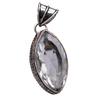 White Topaz Natural Gemstone Antique Silver Plated Pendant 2.25" J 1548