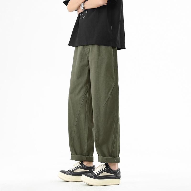 Pure Katoen Rechte Pijp Heren Lente en Herfst Nieuwe Wijde Pijp Heren Broek Sport Casual Broek Hangende Werkkleding Parachutistenbroek 4XL gray
