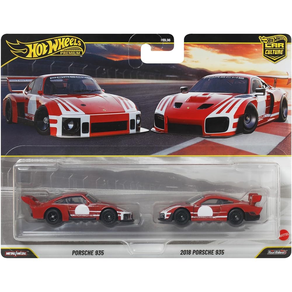 Hot Wheels Premium 2-Pack Porsche 935 Toy Vehicle Red 3 Years and Up
