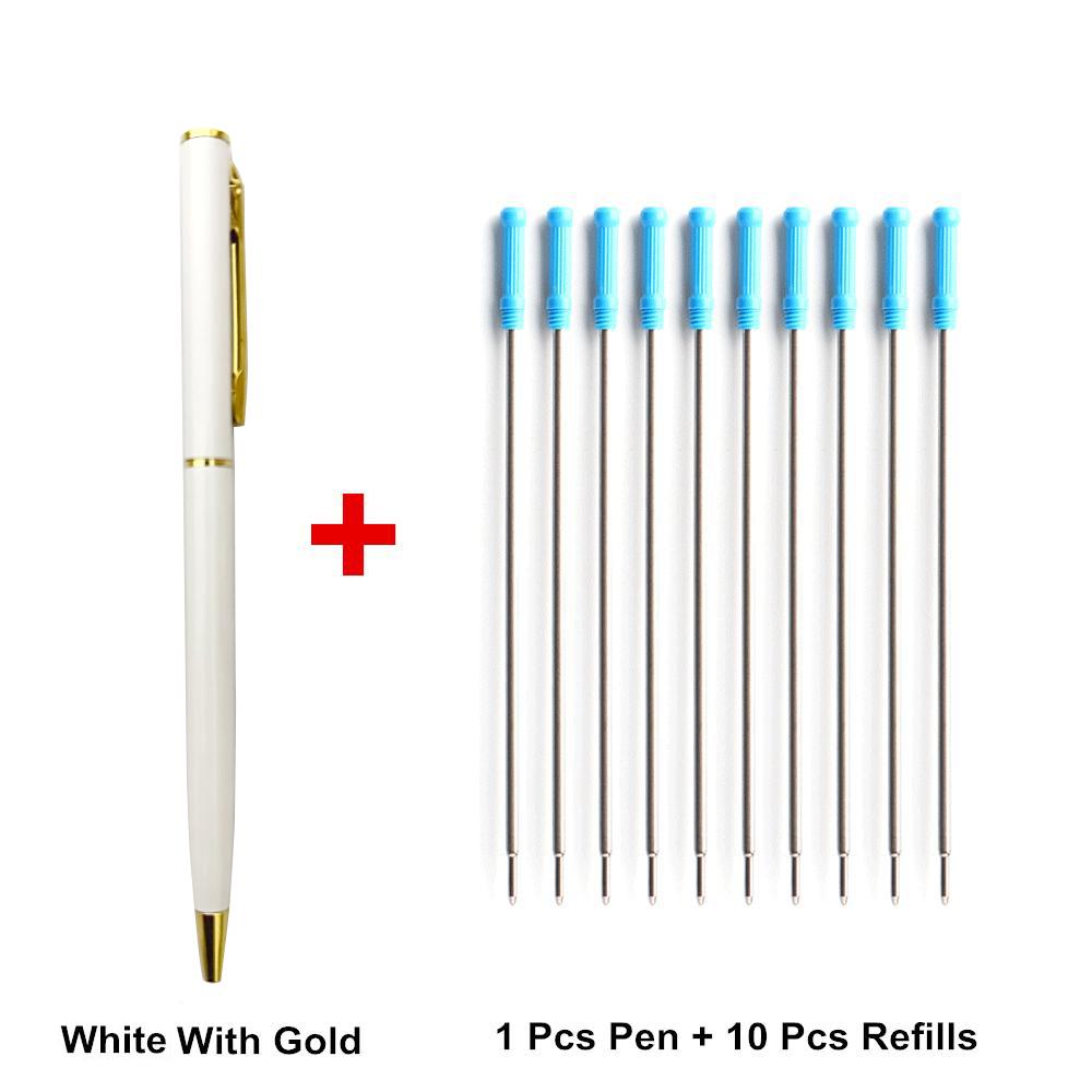10 Ricariche Per Penna A Sfera In Metallo – Punta Media 0,5 Mm, Inchiostro Blu, Lunghezza 7 Cm