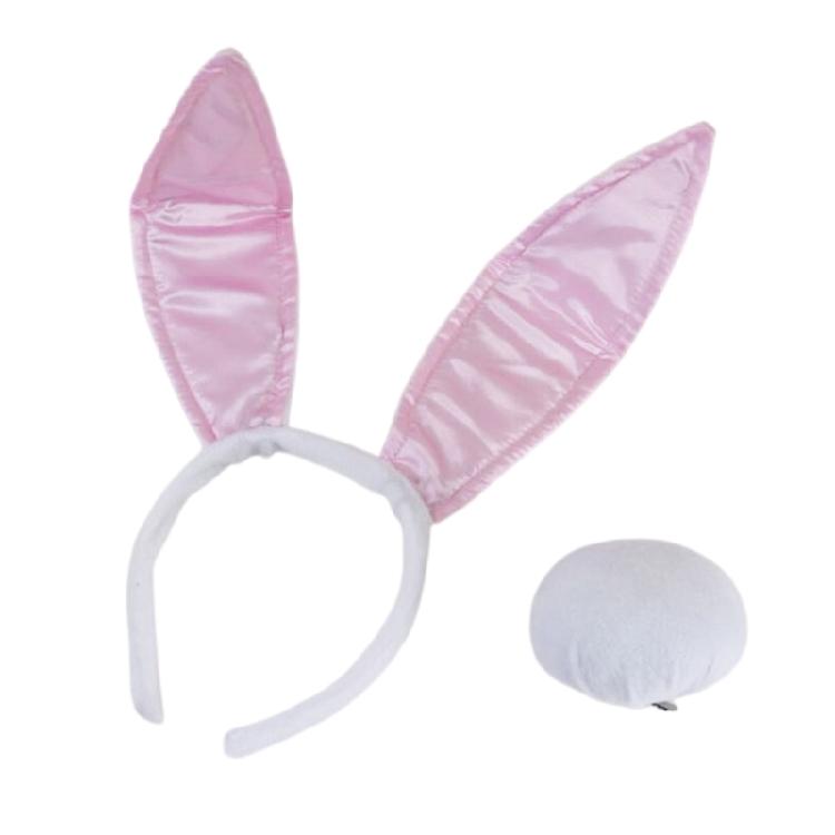 Easter Rabbit Costume Set Plush Rabbit Ears Hair Bands Rabbit Ears Headbands Bowtie Tail Set Animal Hair Hoop Set