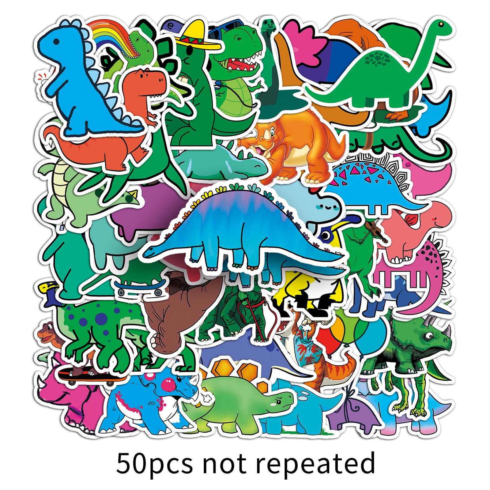 50 Cute Dinosaur Cartoon Stickers for Laptop, Suitcase, and Car