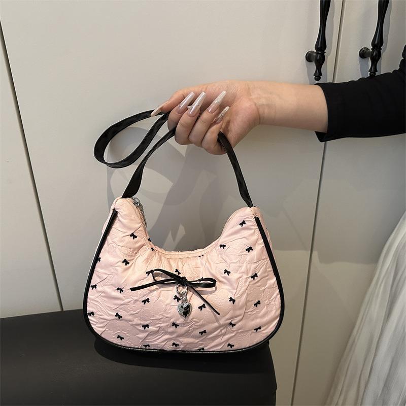 Niche Design Bow Underarm Bag Women's New Handbag Fashion Shoulder Messenger Bag Sweet Baguette Bag