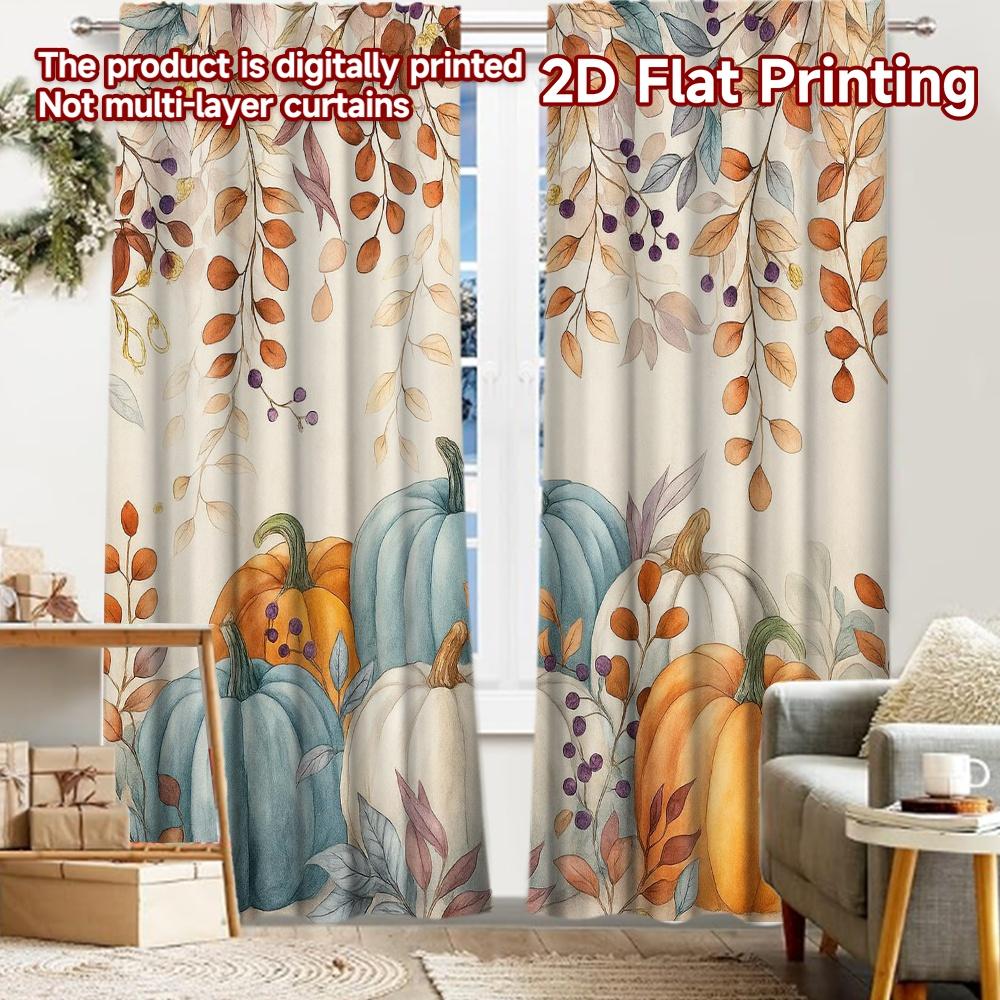 

2pcs, 2D FLAT PRINTING Curtains (Without Rod) Autumn Abundance Halloween Festival Creative Curtains Machine Washable Fabric 52.50 × 116.00 cm 2 pcs