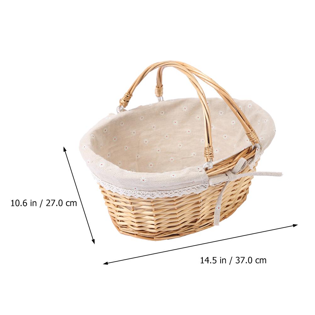 Picnic Basket Candy Woven Flower Girl Tots Toys Blanket Hanging Cloth Storage Handheld Shopping Small