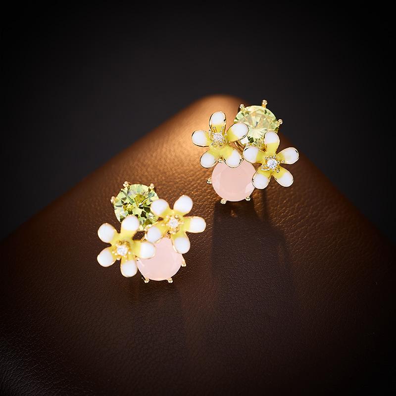 

Женские серьги изящного дизайна класса люкс, инкрустированные цирконами в виде цветов, модные и универсальные серьги нишевого дизайна, повседневные аксессуары