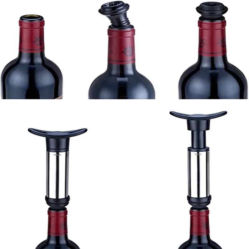Wine Stopper with Vacuum Wine Pump Wine Preserver Aerator Rubber Black Stoppers Sealing Preserver Drinks Bottle Silicone Caps