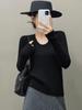 Autumn & Winter European Soft Cashmere U-neck Women's Sweater with Vertical Stripes