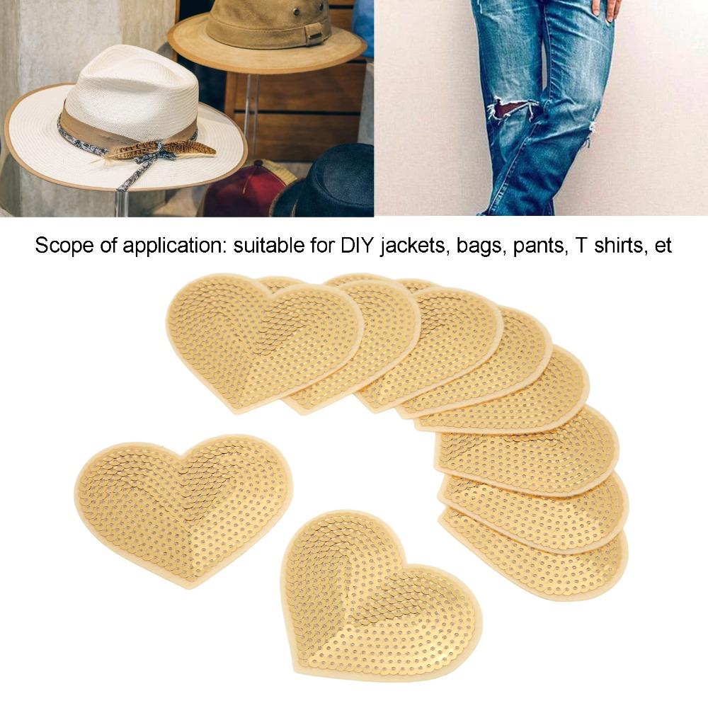 10pcs Appliques Heart Shape Heart Patches Glitter Iron On Iron On Patches Embroidered Patches Sewing DIY Craft
