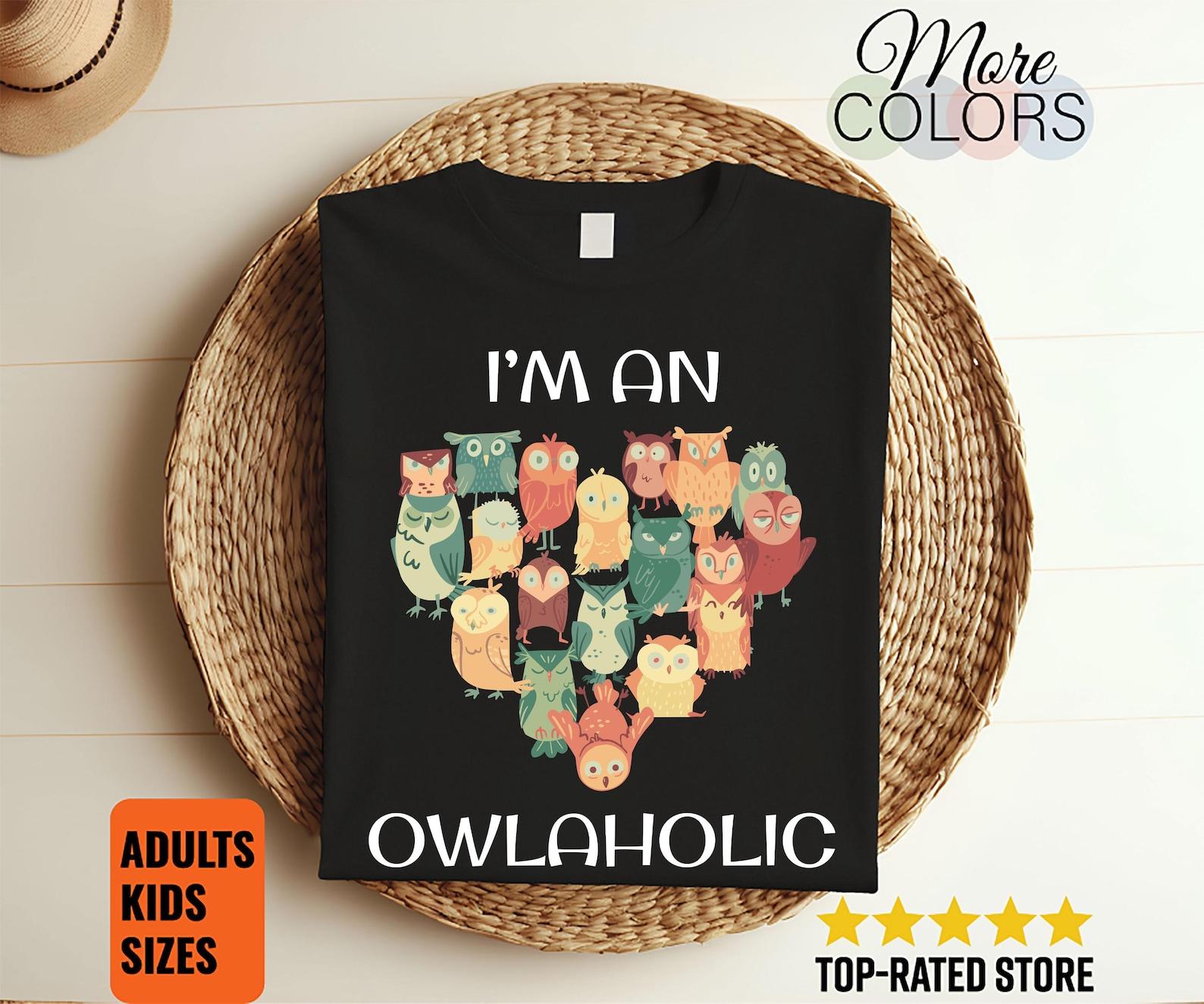I m an Owlaholic Owl Heart Love T-Shirt, Cute Owls Gift, Bird Nerd Watching Birdwatching Watcher T Shirts, Birding Lover, Ornithologist, 140
