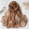 Pretty Gradient Leaves Women Foulard Elegant Chiffon Georgette Bandana Scarf Summer Beach Sun Protection 50*160cm