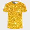 Men New T Shirt 3D Golden Glitter Digital Printed T-shirt O-neck Short Sleeve Men's Casual Personality Tee Comfortable Tops
