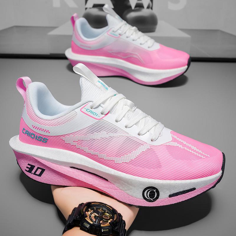 New fashion outdoor leisure breathable comfortable running shoes carbon plate high elastic shock absorption student training sports shoes