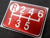 Tuningfan Shift Pattern Upper Left for Manual Transmission Emblem, Red, R, 6-Speed Vehicles, Forward, Elf, Fighter, Dutro, Red, SPE-R604