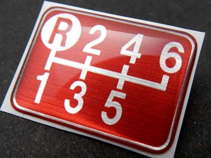Tuningfan Shift Pattern Upper Left for Manual Transmission Emblem, Red, R, 6-Speed Vehicles, Forward, Elf, Fighter, Dutro, Red, SPE-R604