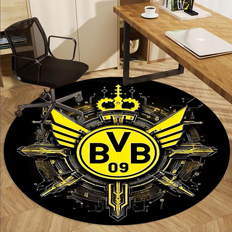 Borussia Dortmund Pattern Round Rug, Indoor/Outdoor Mat, for Picnic, Gameroom, Bedroom, Office, Living Room, Home Decor Carpet, Birthday Gift