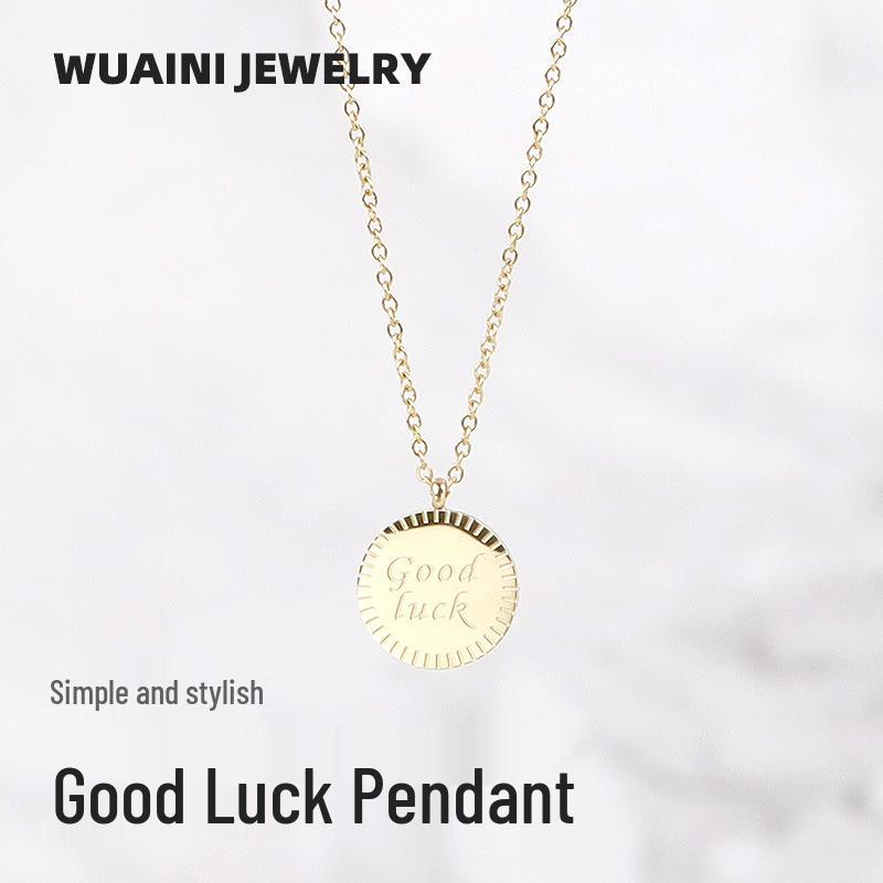 Minimalist Lucky Round Pendant Necklace - Fashionable, Versatile, Stackable Clavicle Chain for Women