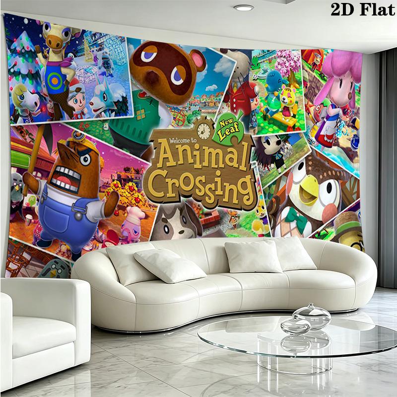 Animal Crossing Anime Wall Tapestry Aesthetic Wall Hanging Printed Fabric Blanket Decorative Tapestries for Bedroom Living Room Home Decor