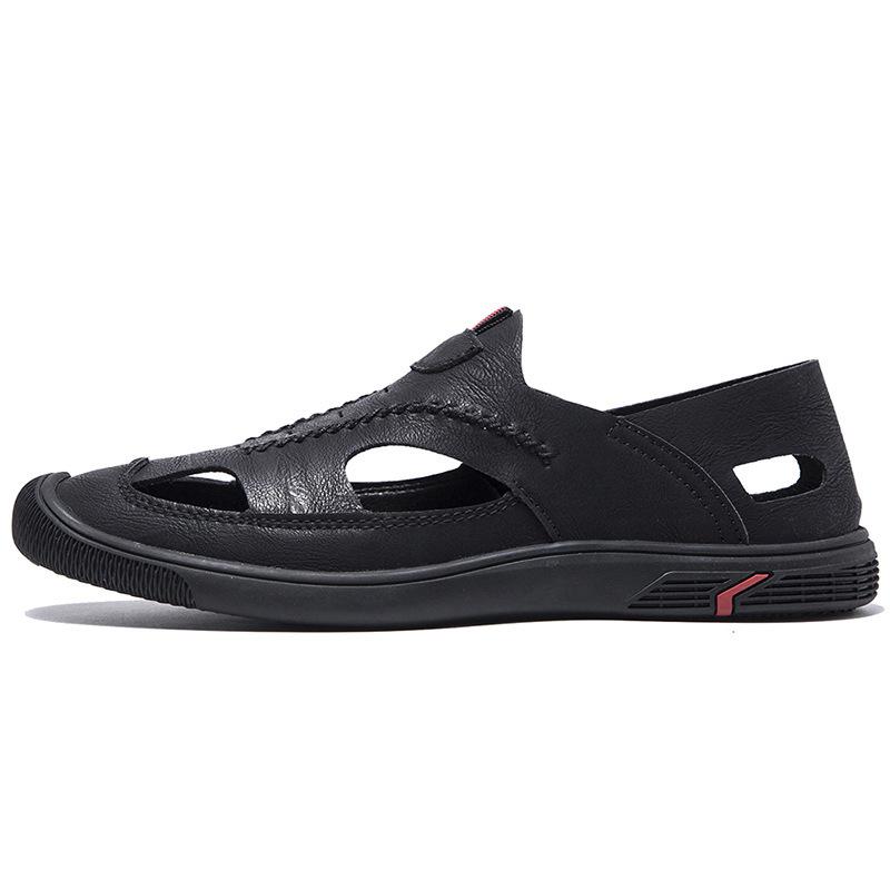 2025 summer men's shoes sandals hollow men's new breathable soft sole light casual going out hole shoes driving shoes
