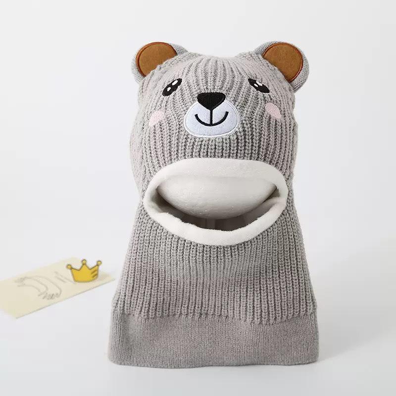 

1Pieces Cute Cartoon Little Bear Ear Protection Cap Autumn Winter Scarf Knit Hat Warm Hats Windproof Hats Mountaineering Scarf серый