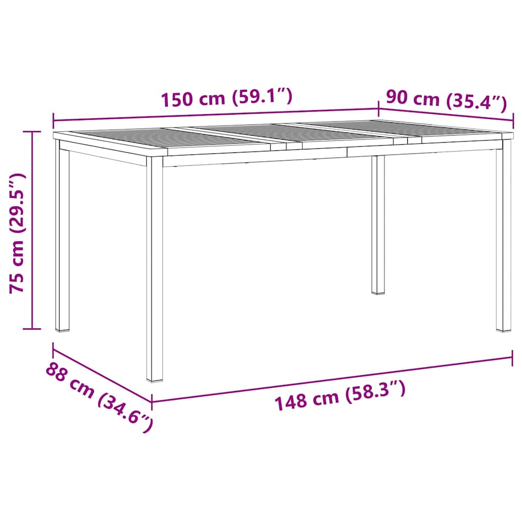 Garden Dining Set 7 Pcs Solid Acacia Wood and Stainless Steel