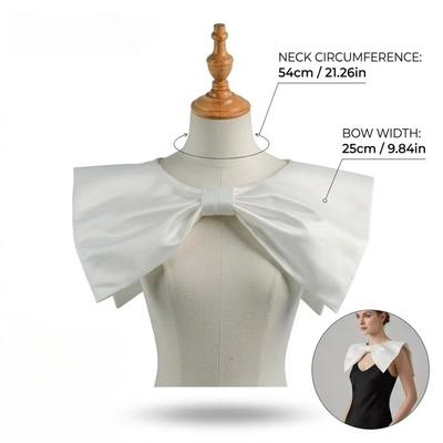 Satin Material Fake Collar Pearl Button Fashion Accessory Elegant Decorative Collar  For Women