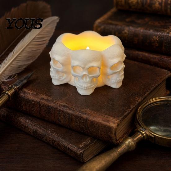 Unique Candle Holders For Halloween 3D Printed Skull Holder, with Internal Groove, Dark Style Holder Ornament, for Tea Wax And LED Candles Atmosphere
