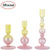 3Pc/Set Glass Candle Holders Flower Vase Candlestick for Home Wedding Table Centerpiece Decoration