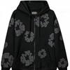 Mens Oversized Hooded Zip-Up Sweatshirt With Print Design Thick Cotton Fleece Streetwear Style Winter