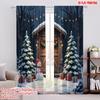 2pcs 2D Flat Printing Merry Christmas Popular Drapes Starry Sky Snowman and Sleigh Versatile Durable Polyester Without
